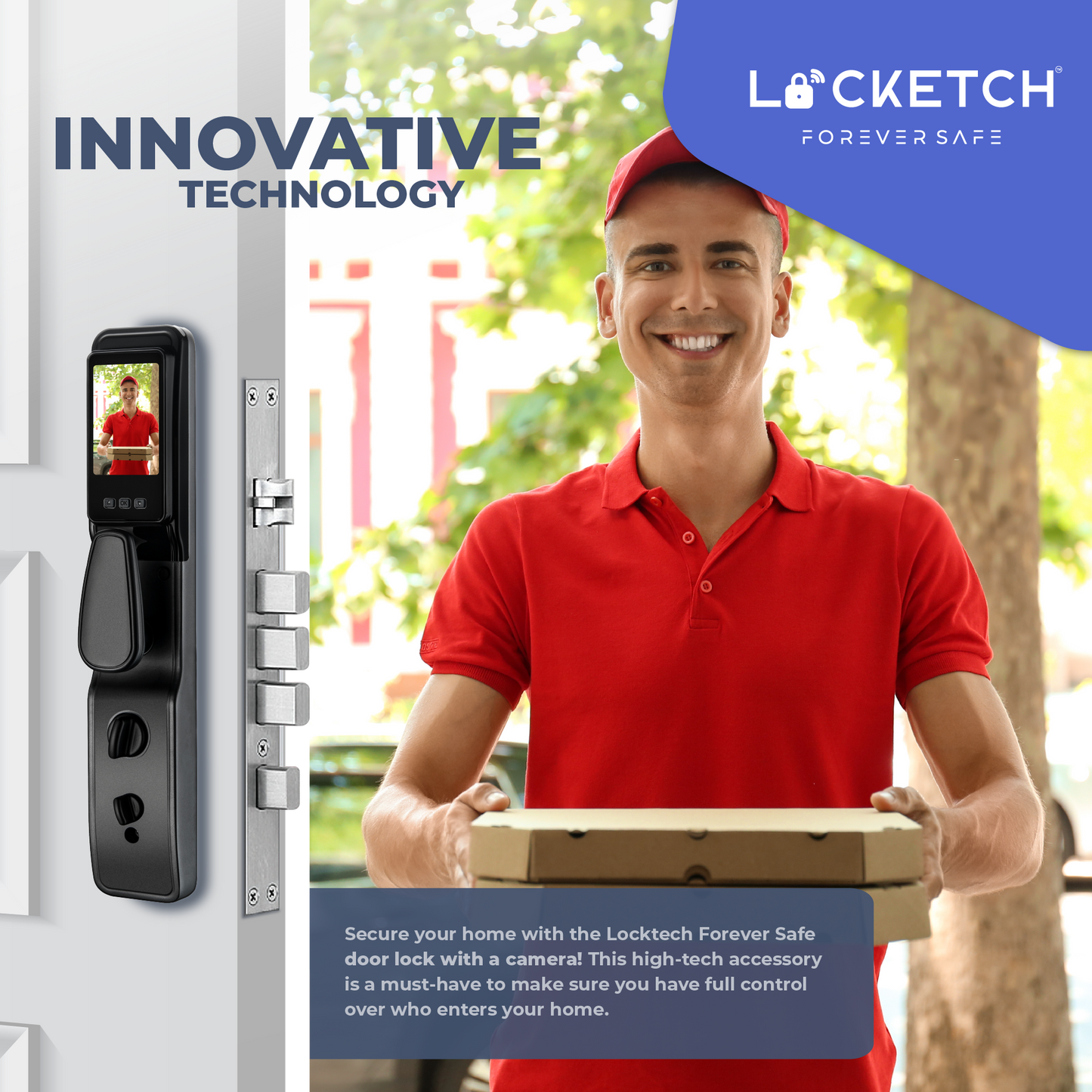 Locketch Night Vision Camera Smart Door Lock & Doorbell for Homes 5-In-1 Keyless Smart Door Lock with Camera Featuring App & NFC – Wi-Fi Connection